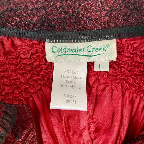 Whimsygoth Romantic Burgundy Black Crinkle Frilly Ruffle Button Up Mesh Blouse L - Picture 6 of 6